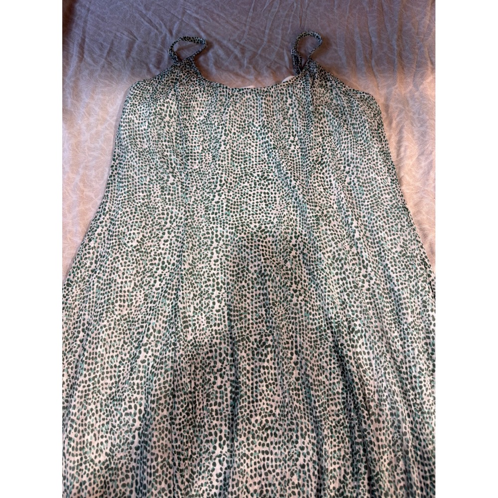 Halara Breezeful Green Polka Dot Maxi Dress Mesh Spaghetti Strap Womens Large - Picture 10 of 12